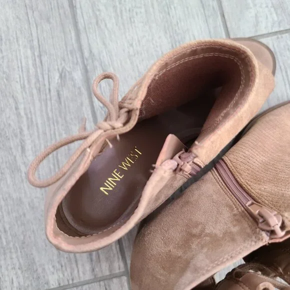 Nine West lace up ankle booties tan suede size 8.5 women's - Picture 9 of 15